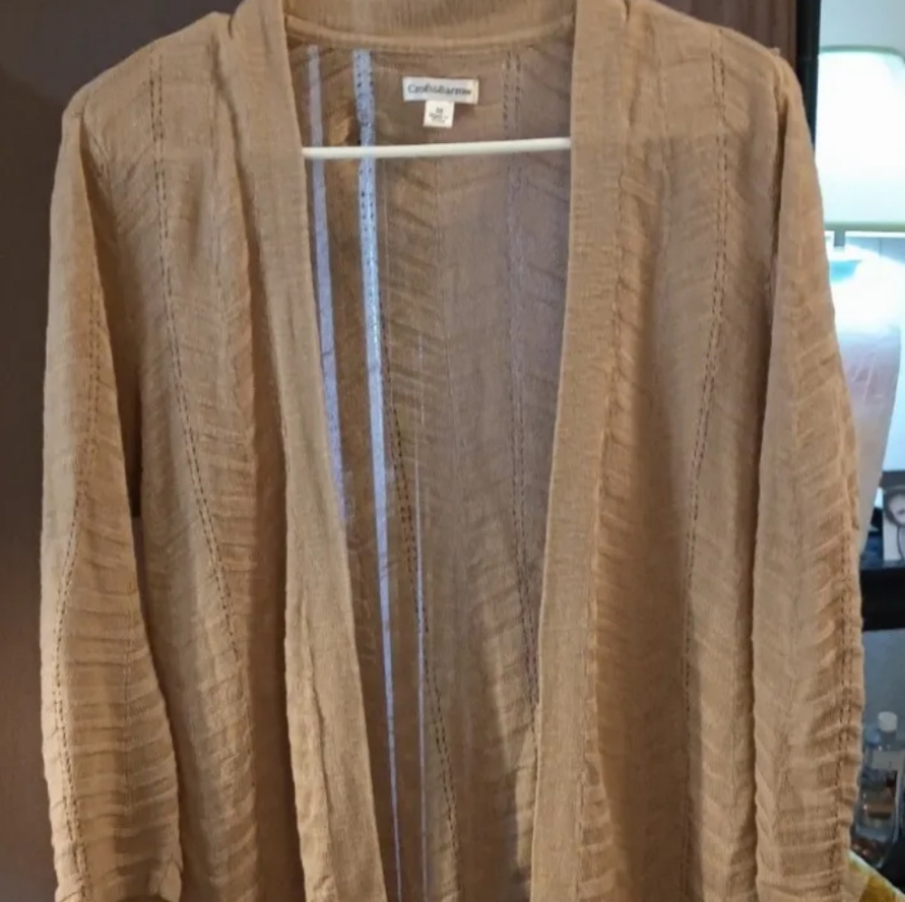 Croft & Barrow Women's Cardigan Sz M Light Ribbed Knit No Buttons or Pockets L/S